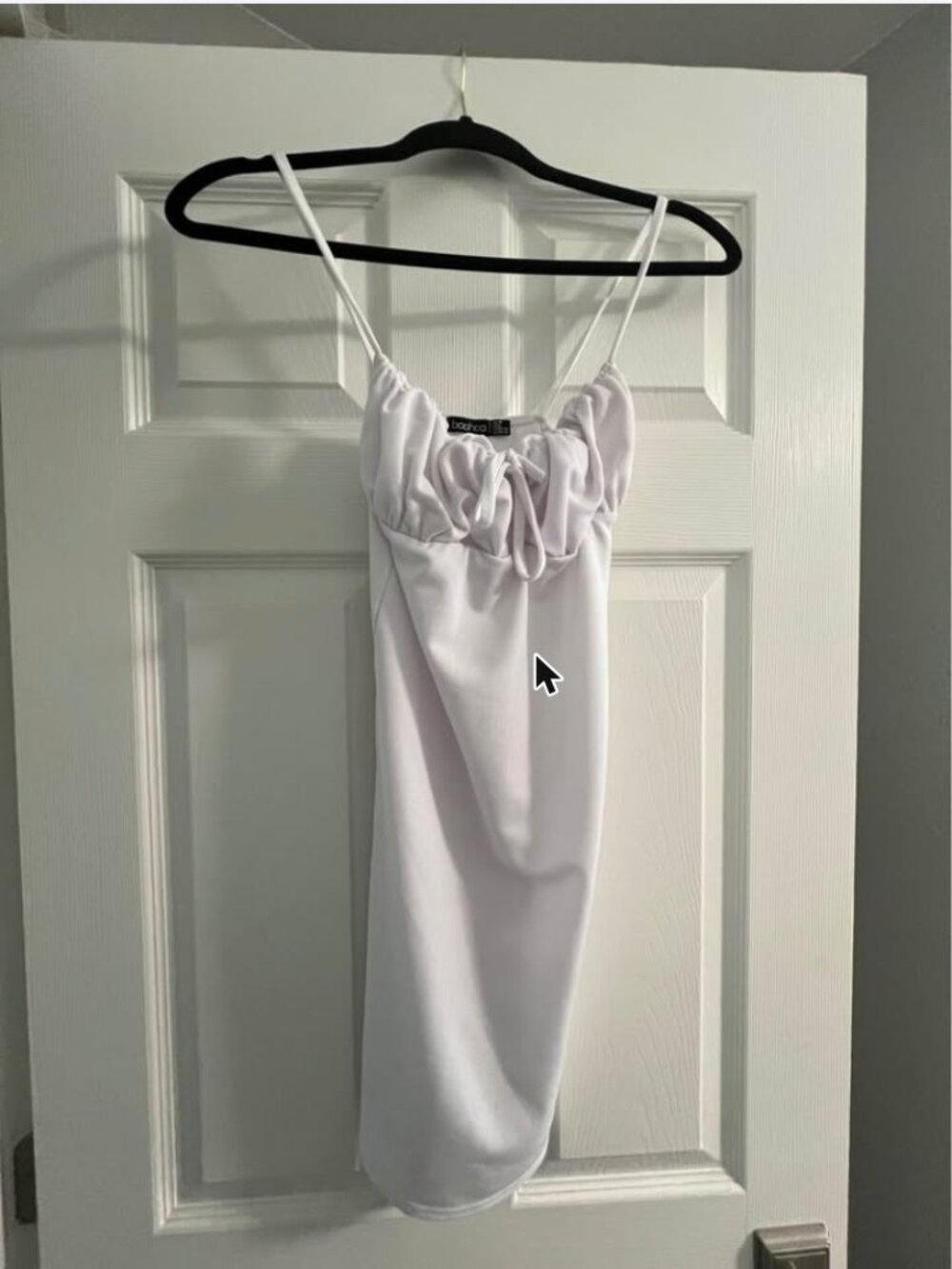 Boohoo White Ruched Bust Mini Dress Size 6
